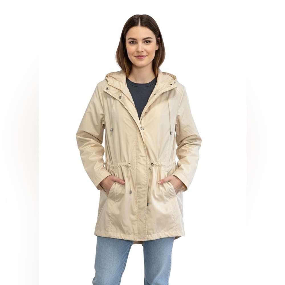 Bold Spirit Beige Hooded Utility Jacket XL Lightweight Outdoor Windbreaker